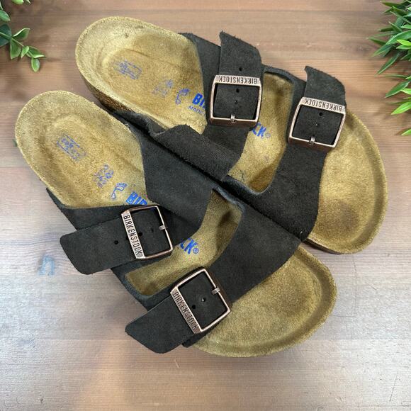 Birkenstock Arizona Soft Footbed Suede Leather Sandals Size 38 US W7/M5 - Picture 1 of 8